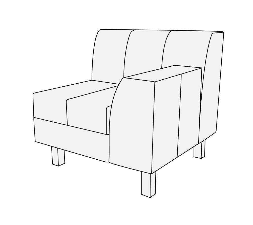 Модуль 1-местный с правым подлокотником Лима