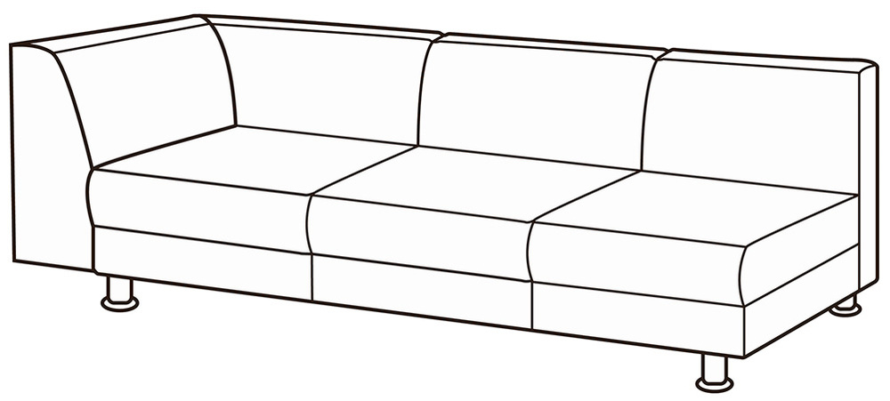 Модуль 3-местный с левым подлокотником Омега Люкс