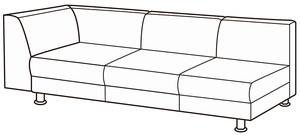 Модуль 3-местный с левым подлокотником Омега Люкс