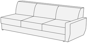 Модуль 3-местный с правым подлокотником Омега