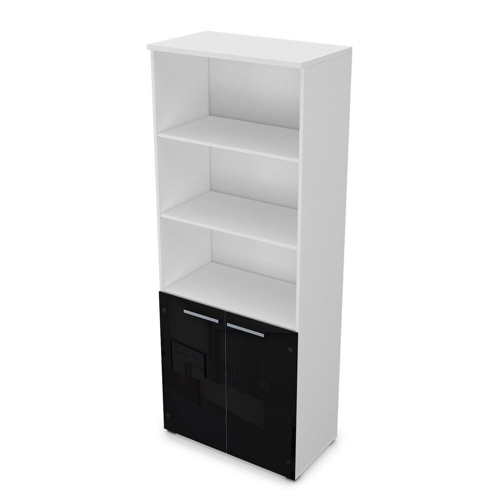 Шкаф высокий со стеклом и открытыми полками