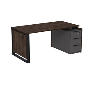 Стол рабочий на опорной угловой тумбе, с ящиками (метабокс), с код замком