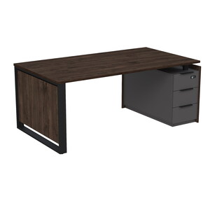 Стол рабочий на опорной угловой тумбе, с ящиками, с код замком