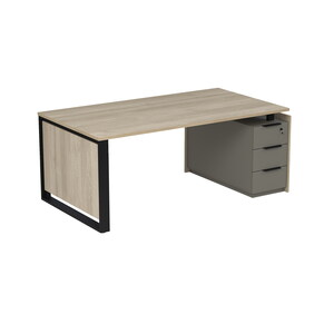 Стол рабочий на опорной угловой тумбе, с ящиками, с замком