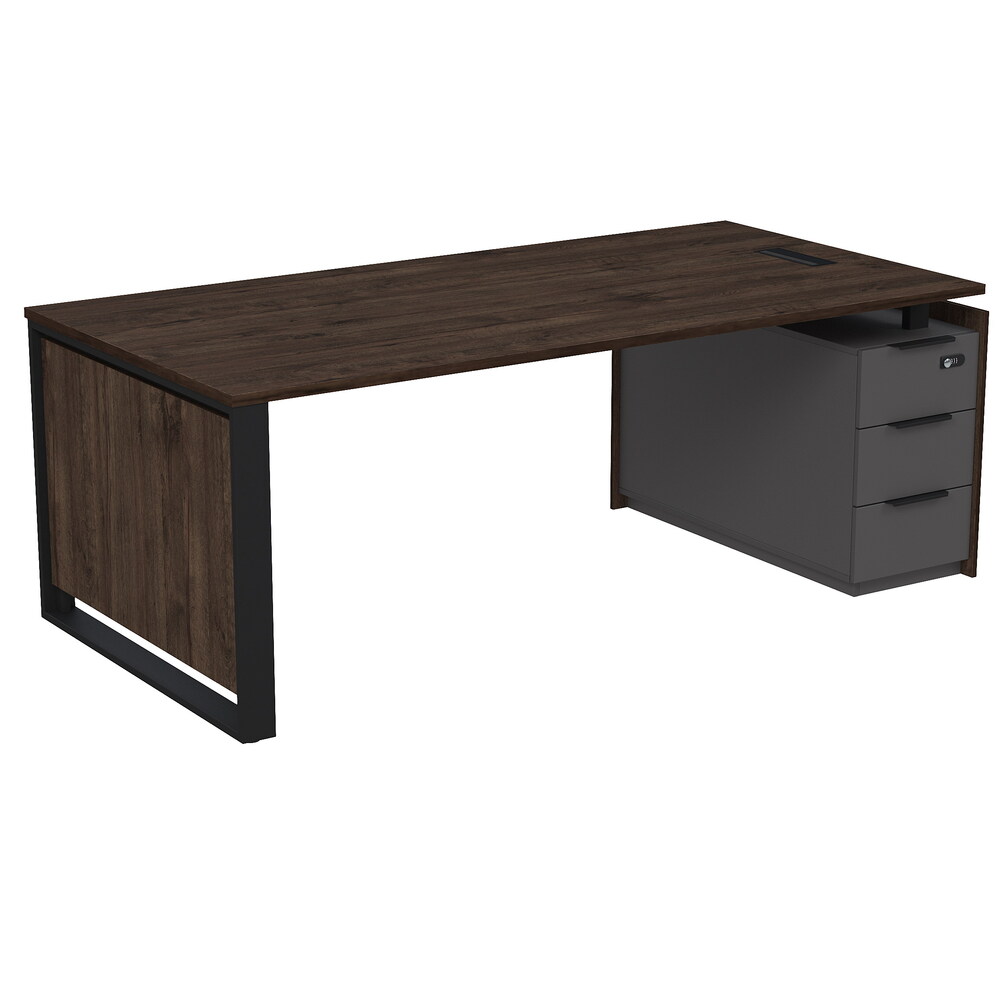 Стол рабочий с люч, на опорной угловой тумбе, с ящиками, с код замком