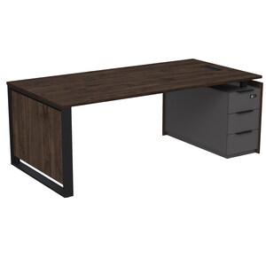 Стол рабочий с люч, на опорной угловой тумбе, с ящиками, с код замком