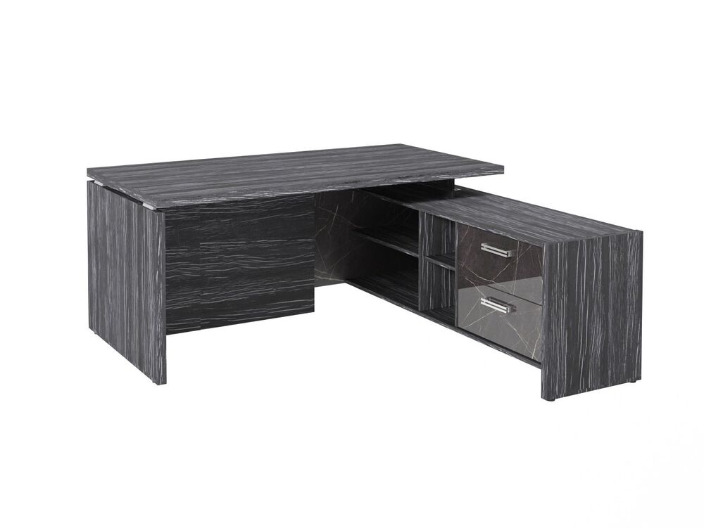 Стол руководителя с опорной тумбой (правый) (Фурнитура INOX)