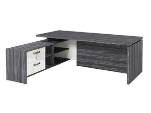 Стол руководителя с опорной тумбой (левый) (Фурнитура черная)