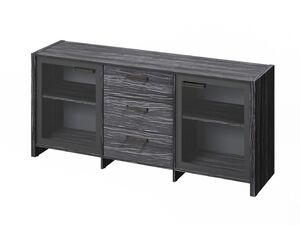 Тумба трехсекционная с 2 дверьми в алюминиевом профиле (Фурнитура черная)