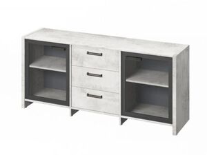 Тумба трехсекционная с 2 дверьми в алюминиевом профиле (Фурнитура черная)