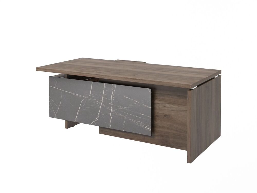 Стол руководителя с опорной тумбой (правый) (Фурнитура черная)