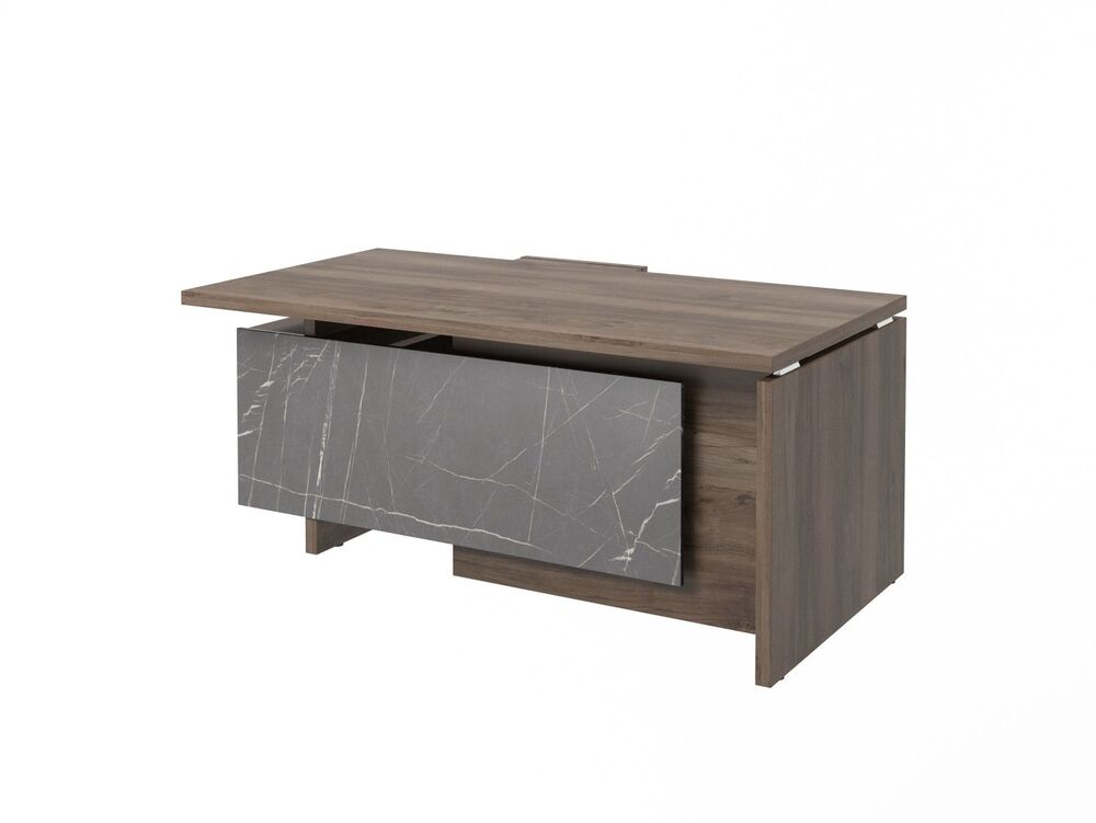 Стол руководителя с опорной тумбой (правый) (Фурнитура INOX)