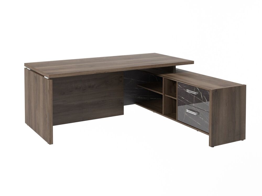 Стол руководителя с опорной тумбой (правый) (Фурнитура INOX)