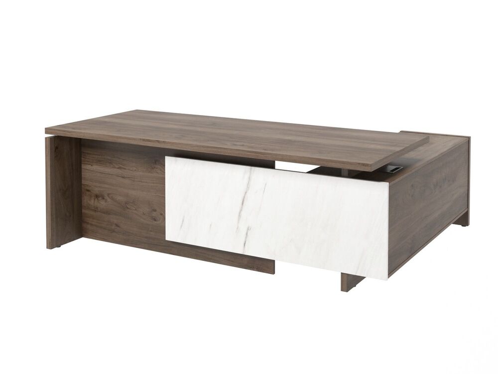 Стол руководителя с опорной тумбой (левый) (Фурнитура черная)