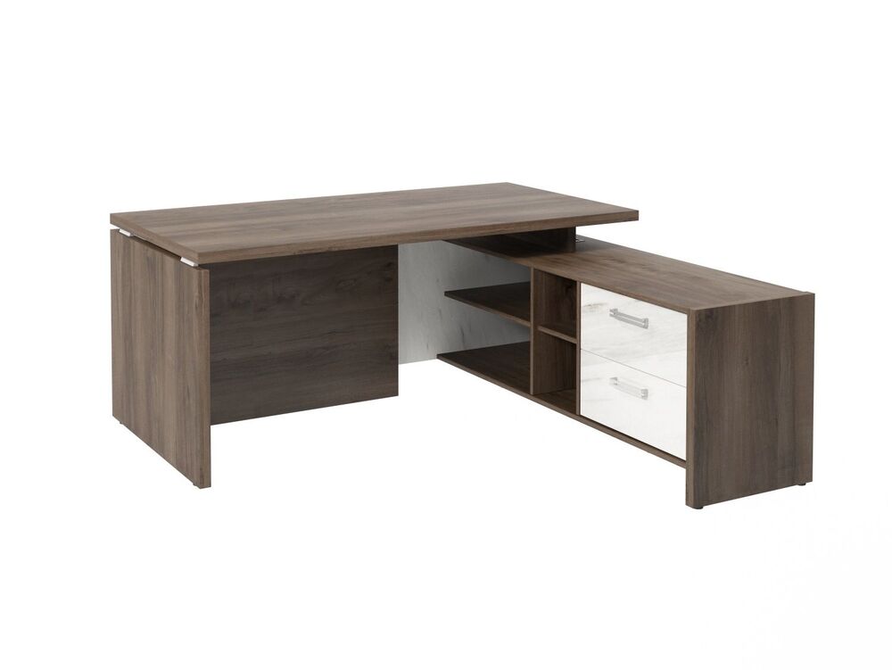 Стол руководителя с опорной тумбой (правый) (Фурнитура INOX)