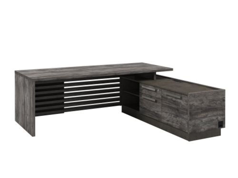 Стол руководителя с опорной тумбой с блоком розеток (правый)