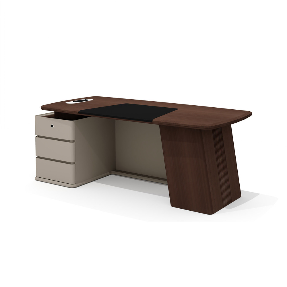 Стол руководителя с опорной тумбой (левый)