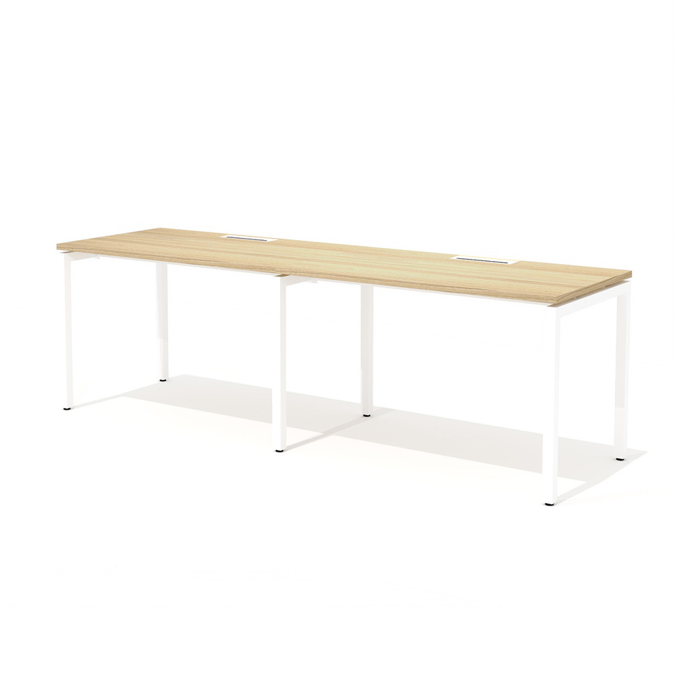 Двойной стол прямой с люком на металлокаркасе