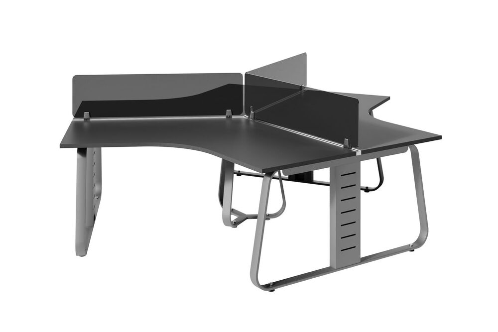 Рабочая станция на 3 места с кронштейнами и экранами из оргстекла