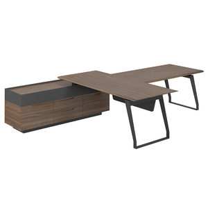 Стол на опорной тумбе левый с брифингом