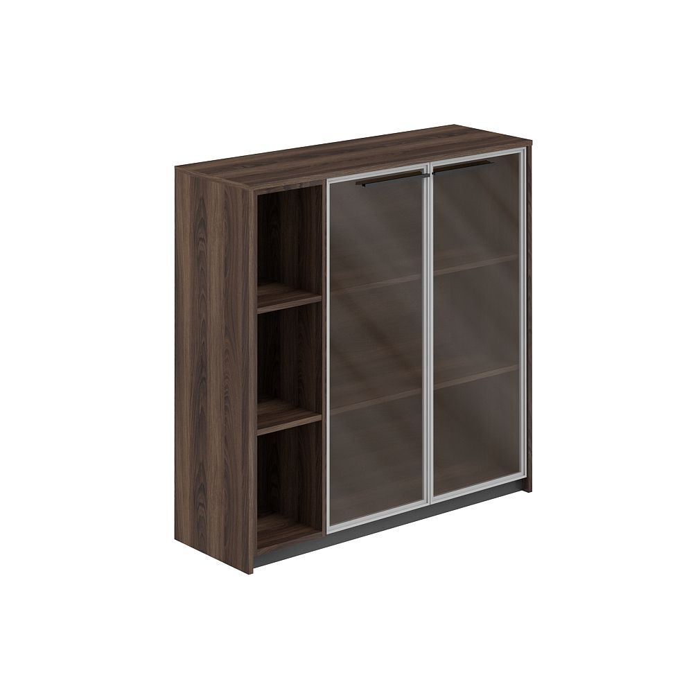 Шкаф средний с дверьми со стеклом в алюминиевой раме со стеллажом