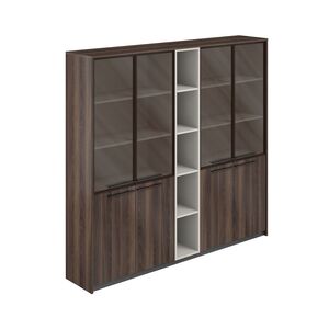 Шкаф высокий комбинированный со стеклом (2 шт) со стеллажом