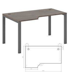 Стол эргономичный левый на металлоопорах