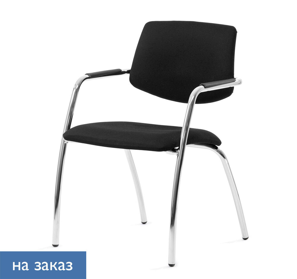 URBAN Кресло 4 опоры, кожа ЧЕРНЫЙ/ХРОМ