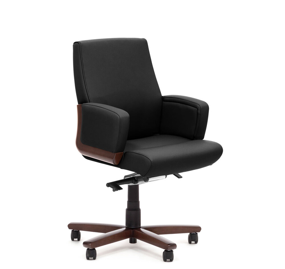 DICO/B Кресло орех выд.кожа Т.ОРЕХ/ЧЕРНЫЙ