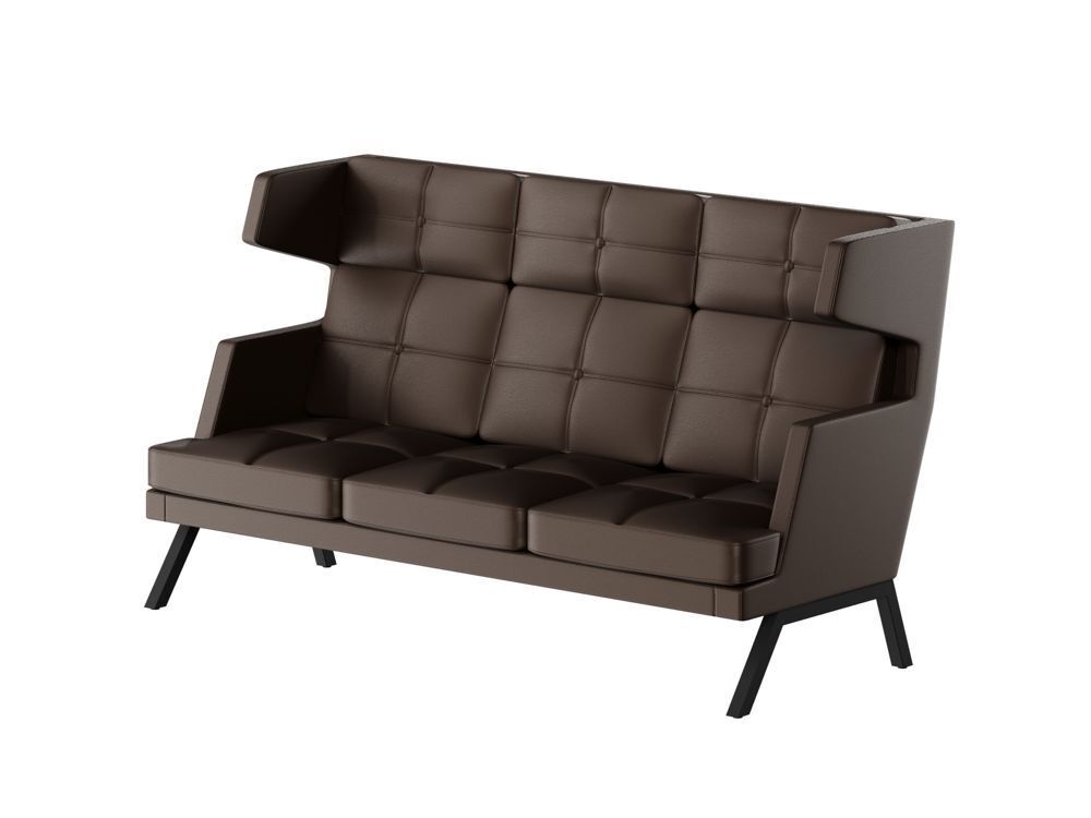 Диван трёхместный высокий с декором из пуговиц