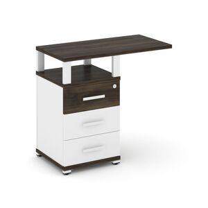 Тумба приставная узкая 3 ящика со свесом с надставкой широкой