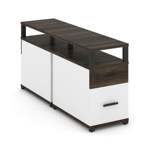 Тумба двухсторонняя приставная 1 ящик + 1 распашной фасад с надставкой