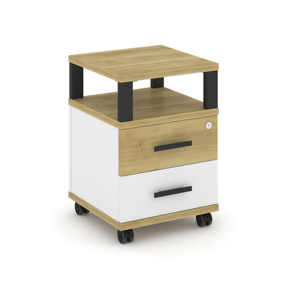 Тумба мобильная 2 ящика с надставкой