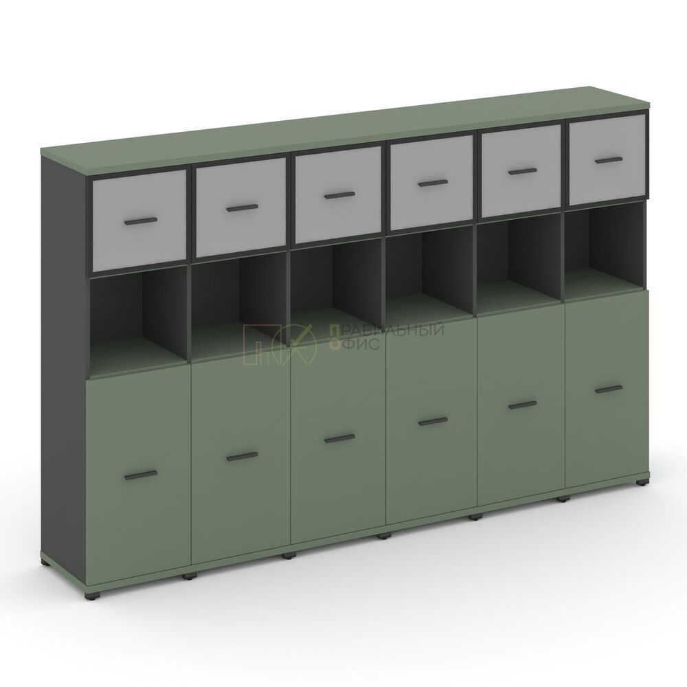 Шкаф шесть узких секций, 4 ниши