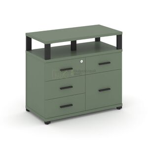 Тумба приставная широкая 4 ящика + 1 распашной фасад с надставкой широкой