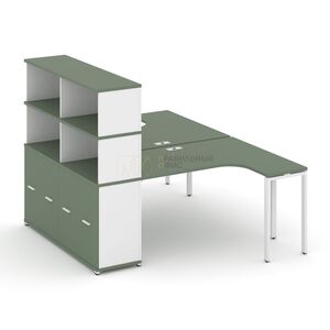 Рабочая станция с опорным распашным шкафом с надставкой высокой