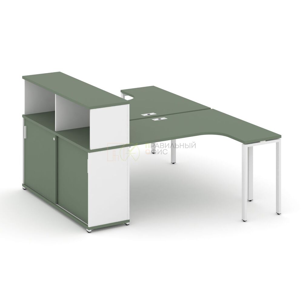 Рабочая станция с опорным шкафом-купе с надставкой низкой