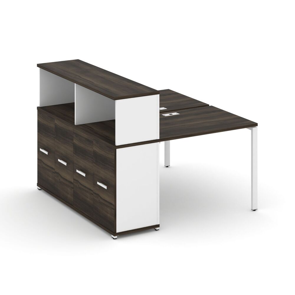 Рабочая станция с опорным распашным шкафом с надставкой низкой