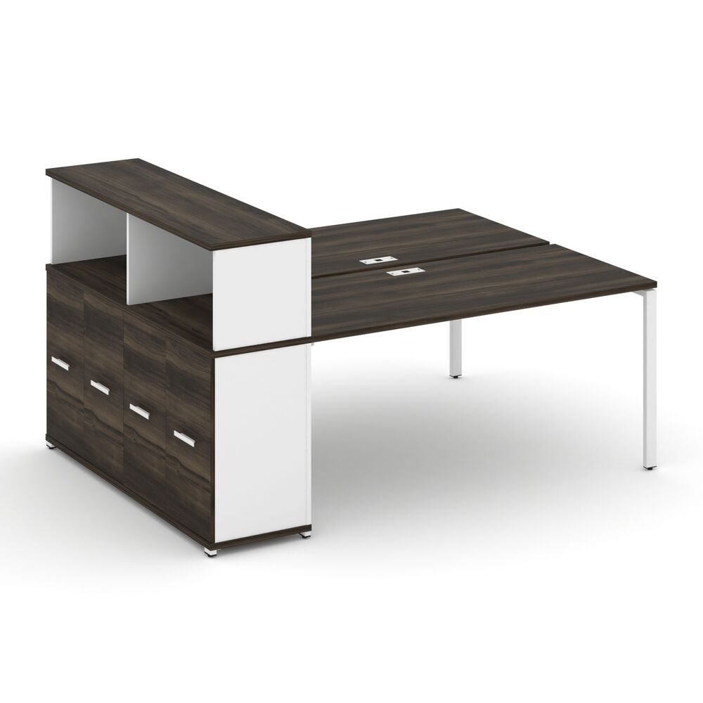 Рабочая станция с опорным распашным шкафом с надставкой низкой