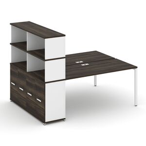 Рабочая станция с опорным распашным шкафом с надставкой высокой