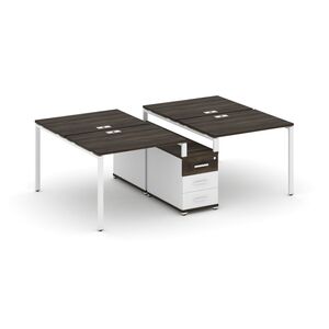 Рабочая станция на 4 места с двухсторонней опорной тумбой