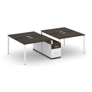 Рабочая станция на 4 места с двухсторонней опорной тумбой