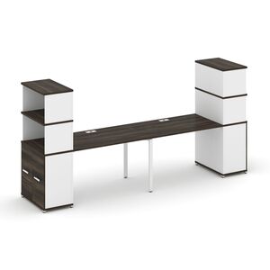 Рабочая станция с опорными распашными шкафами с надставкой высокой