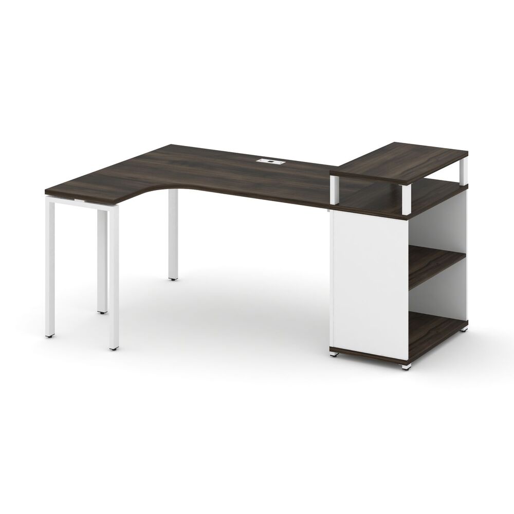 Стол эргономичный с опорным стеллажом с верхним горизонтом левый