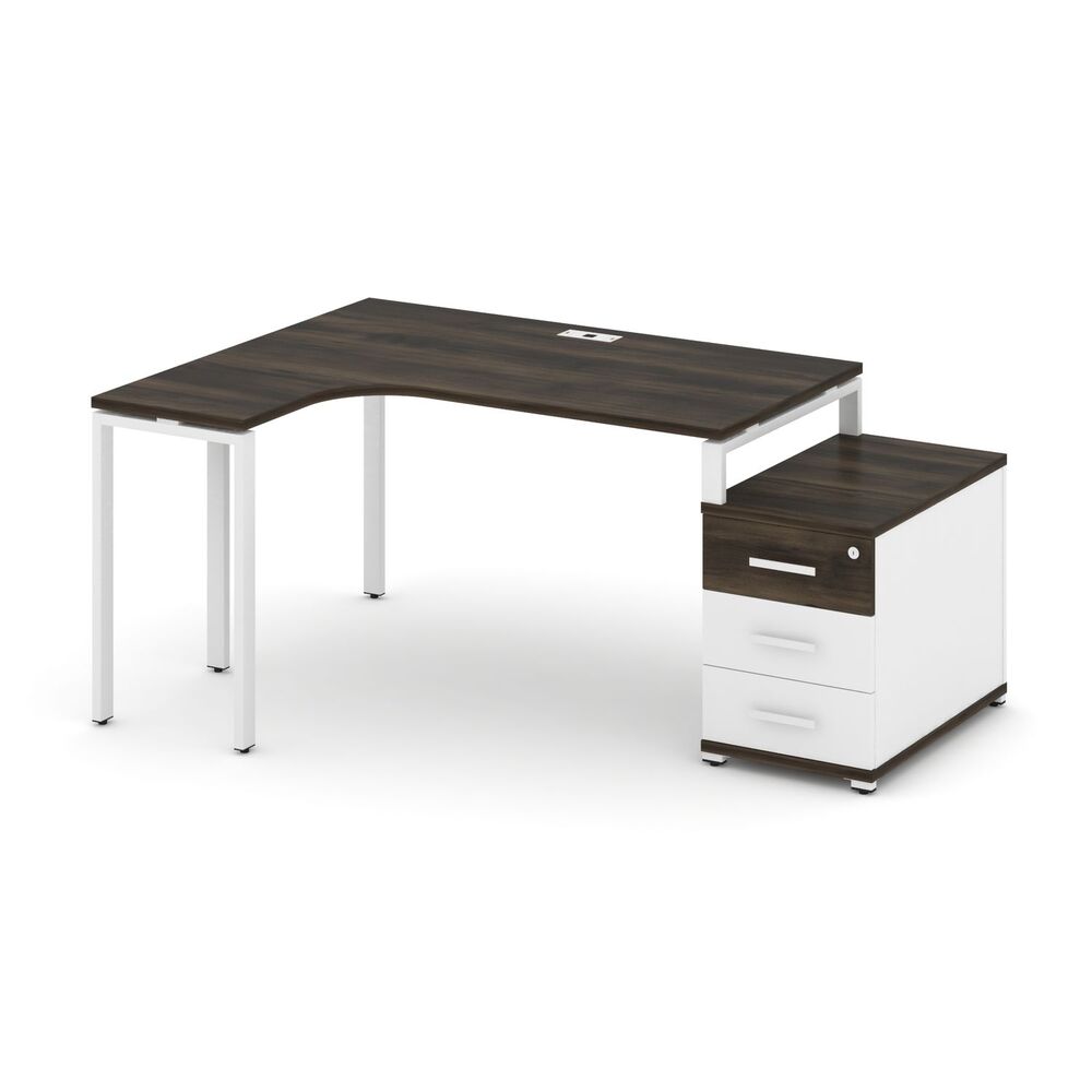 Стол эргономичный левый с опорной тумбой