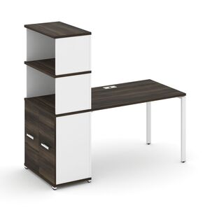 Стол рабочий с опорным распашным шкафом с надставкой высокой