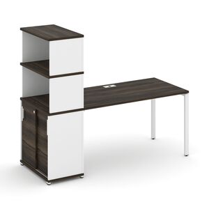 Стол рабочий с опорным шкафом купе с надставкой высокой