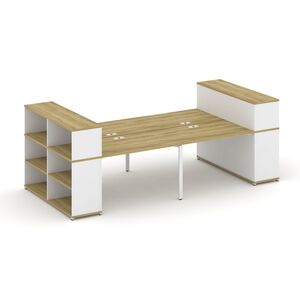 Рабочая станция с опорными стеллажами с надставкой низкой