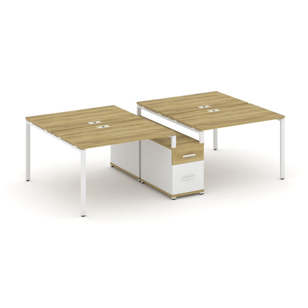 Рабочая станция на 4 места с двухсторонней опорной тумбой