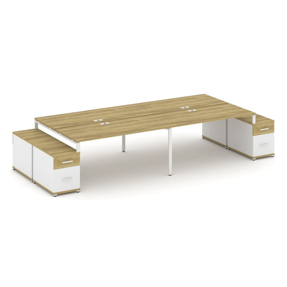 Рабочая станция на 4 места с двумя двухсторонними опорными тумбами